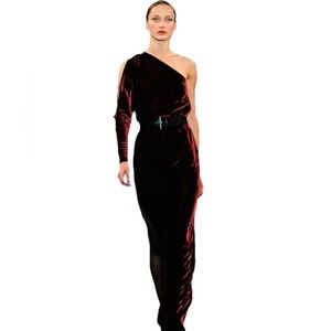 Ralph Lauren Collection Evening Gown Velvet Maxi Dress Runway 2011 One Shoulder